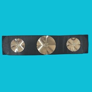 Black Silver Disc Stretch Belt‎